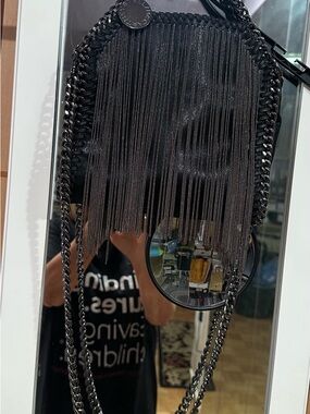 Fringed Chain Crossbody Bag in Black - Designer-Inspired